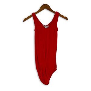 Vintage NWT Deadstock Bright Red Terrycloth Leotard Bodysuit Medium 80s 90s